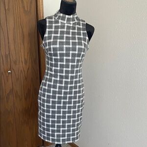 RD Style Gray and White Plaid Midi Dress